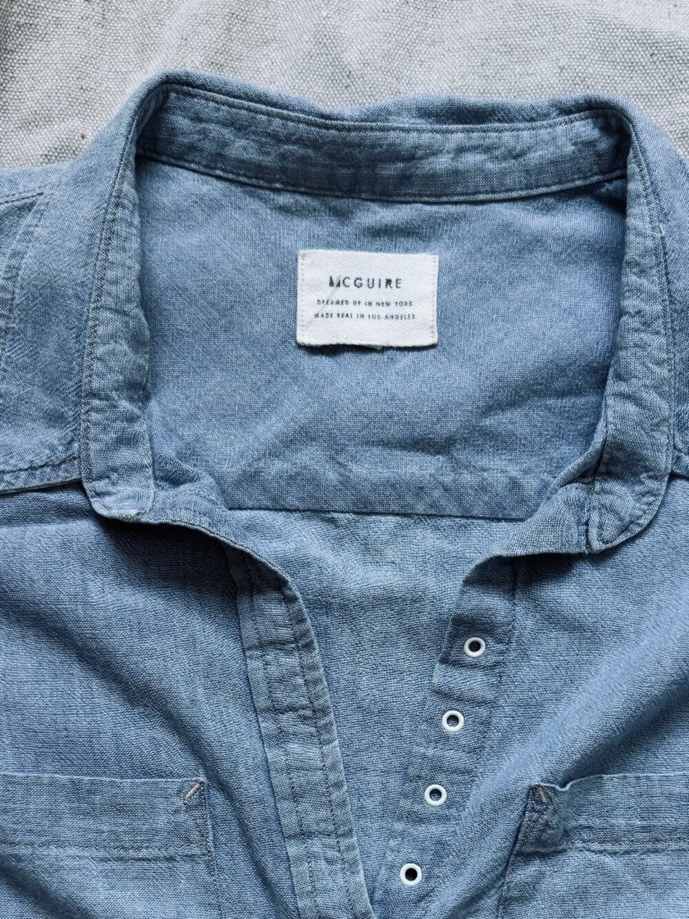 McGuire Denim The Shore Leave Chambray Shirt Blue Starshine EUC S